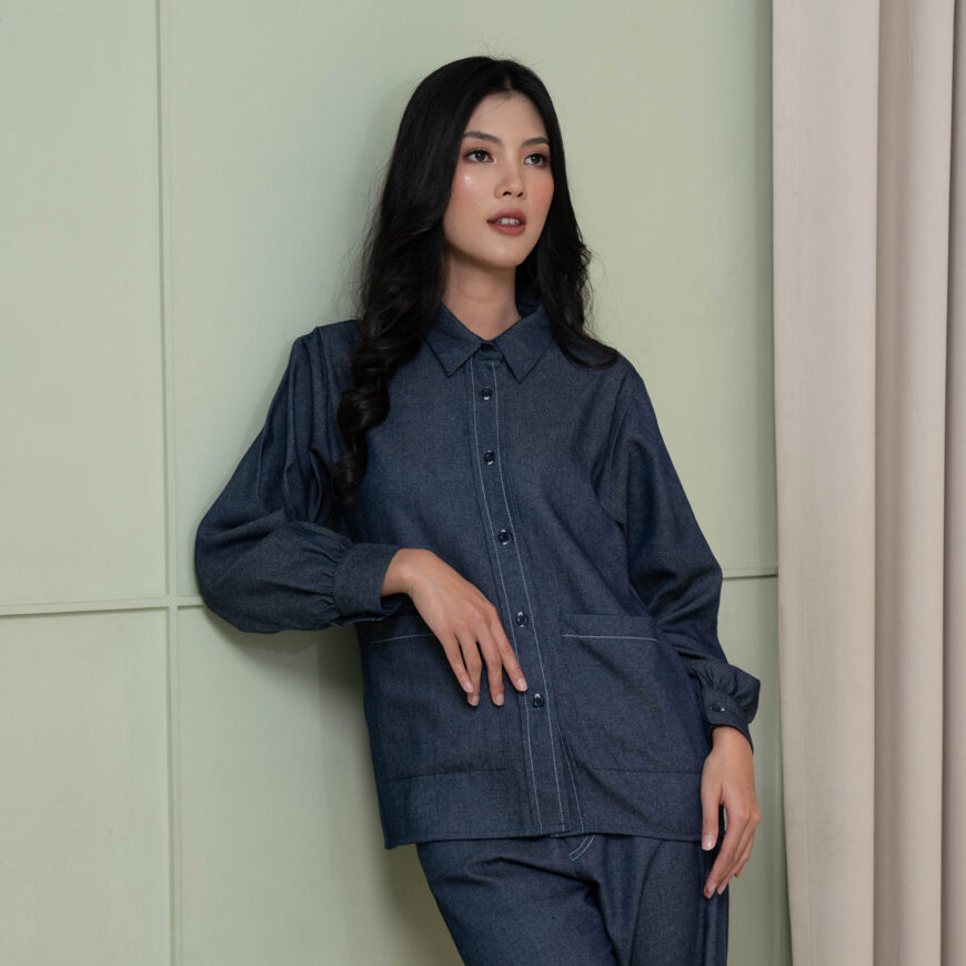 Nyonya Looks - Non Busui - Mova Dark Denim - Atasan Wanita - Image 2