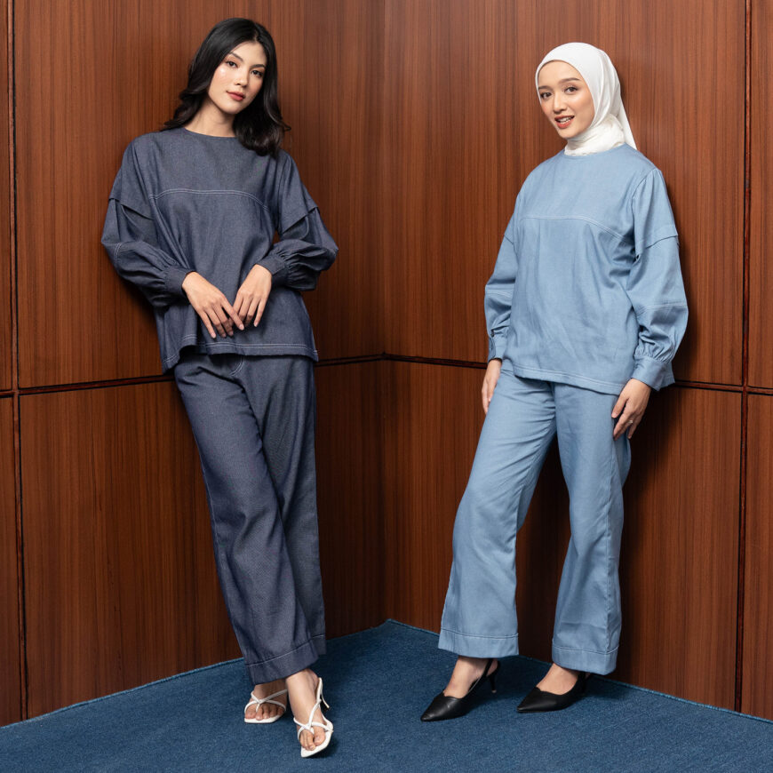 Nyonya Looks - Non Busui - Aurra Dark Denim - Atasan Wanita - Image 4