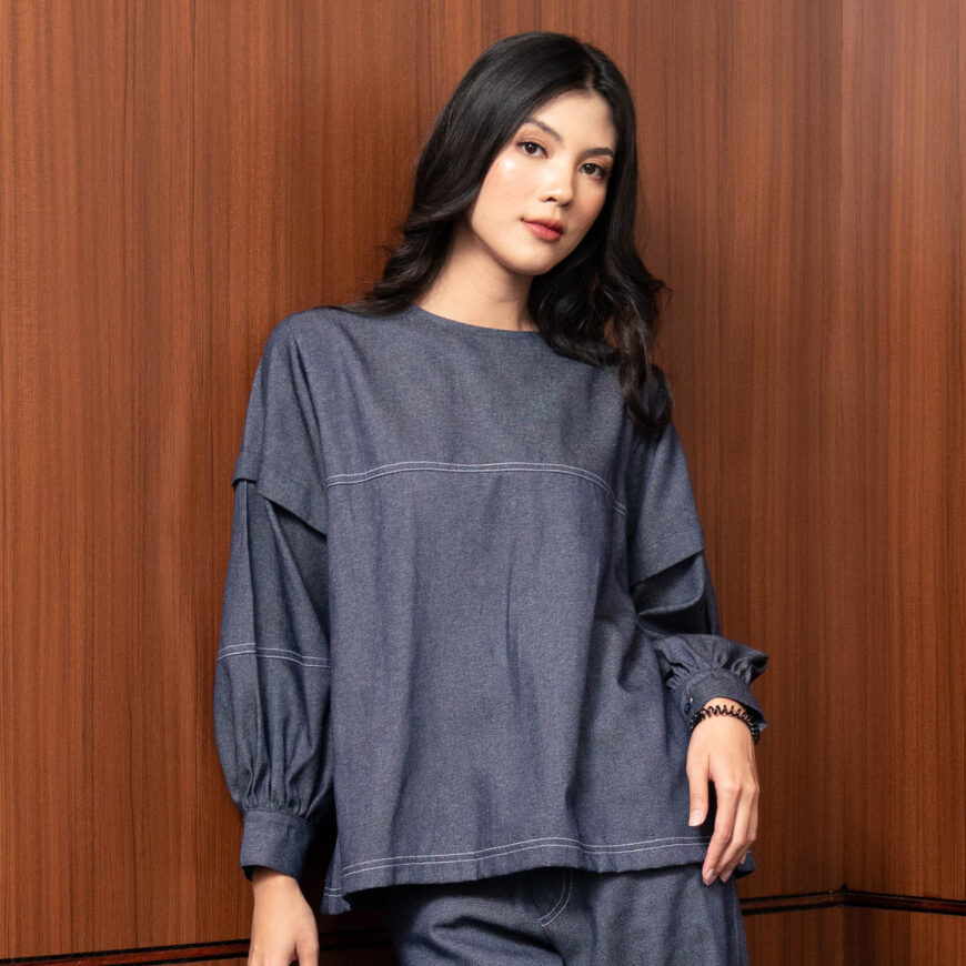 Nyonya Looks - Non Busui - Aurra Dark Denim - Atasan Wanita - Image 2