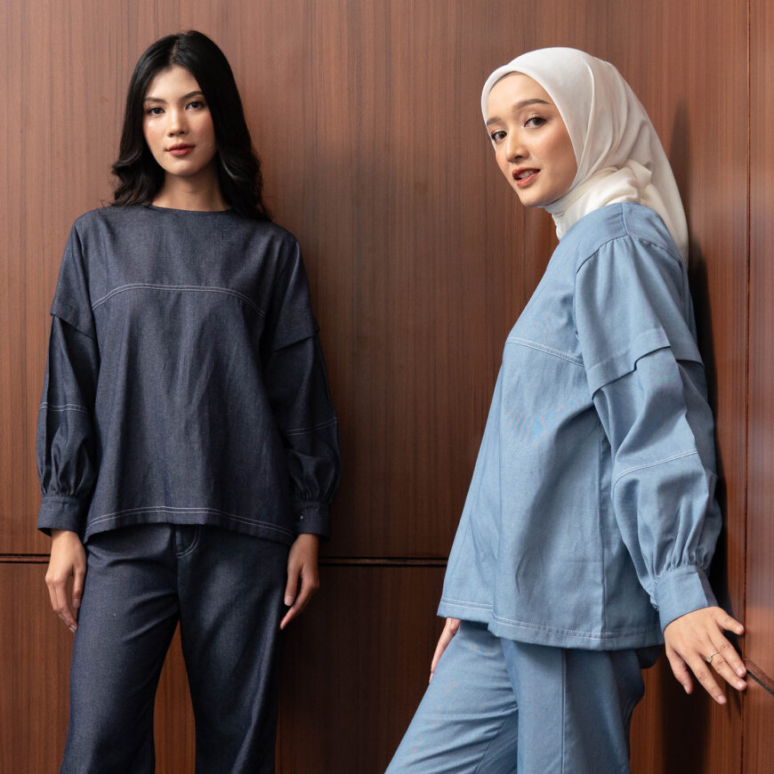Nyonya Looks - Non Busui - Aurra Dark Denim - Atasan Wanita - Image 3