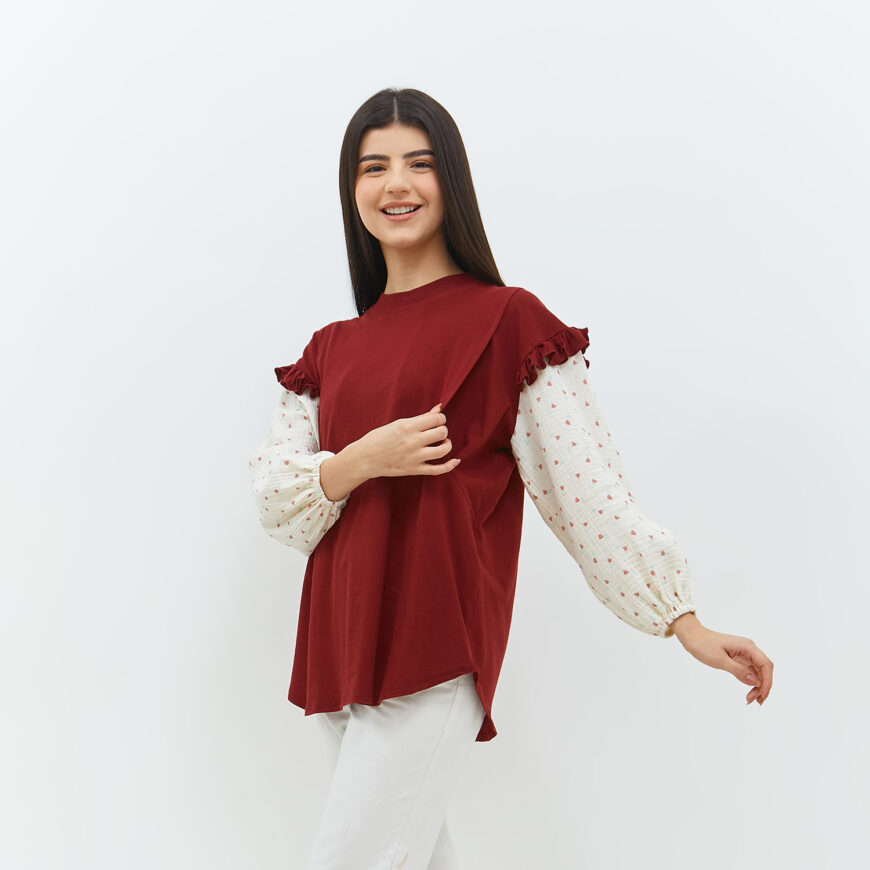 Hisana Flowers Burgundy - Image 2